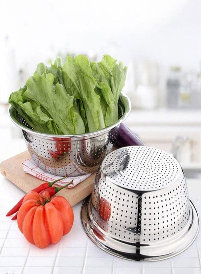 Yopple Stainless Steel Colander Bowl, Micro-Perforated Strainer, Multi-Purpose Vegetable, Fruit & Rice Washing Basket, Rust-Resistant Drain for Kitchen, Mixing & Salad Bowl - Image 4